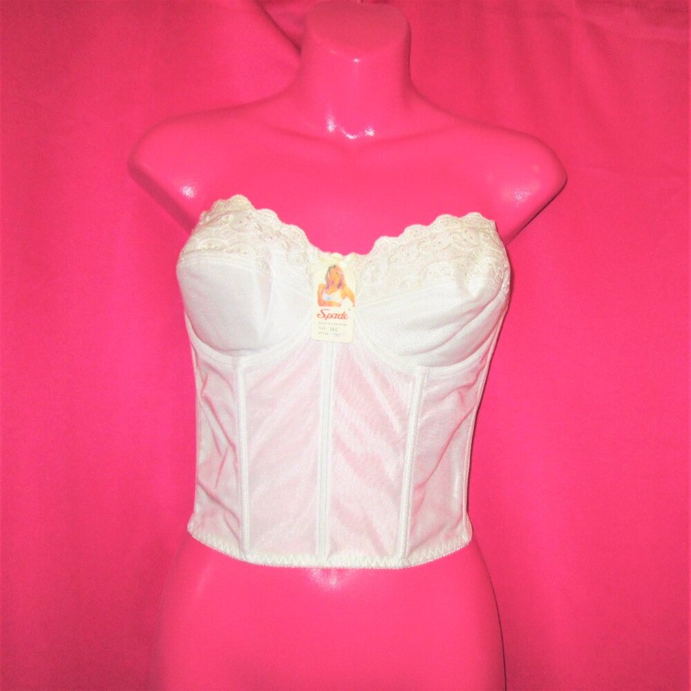 NEW white vintage corset satin strapless bra size 36c nwt